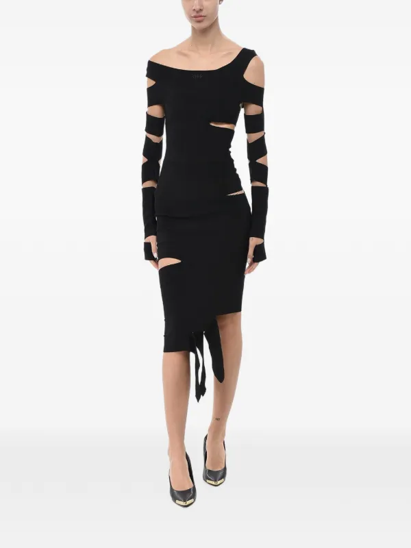 cutout knit midi dress Off-White cut-out | Black Aritzia