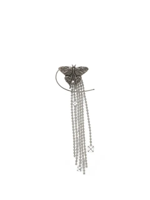 Off-White single Butterfly-shaped earring with rhinestones