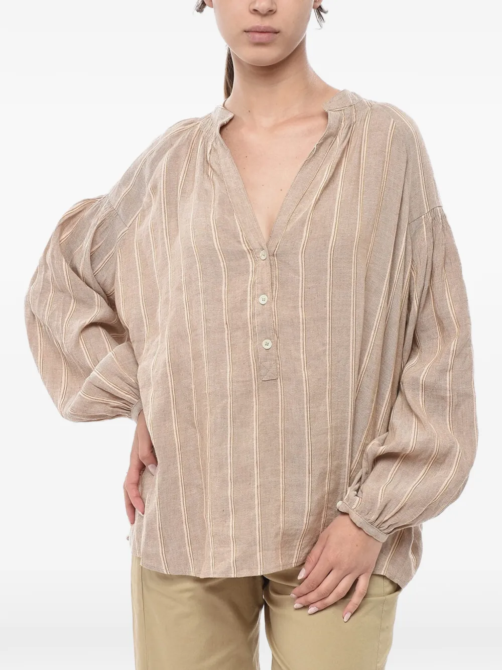 Woolrich striped V-neck blouse - Nude