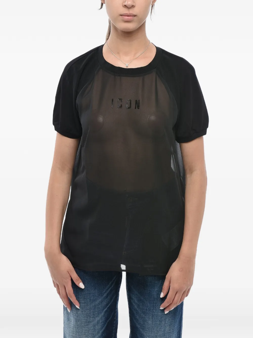 DSQUARED2 Icon rhinestone-embellished T-shirt - Schwarz