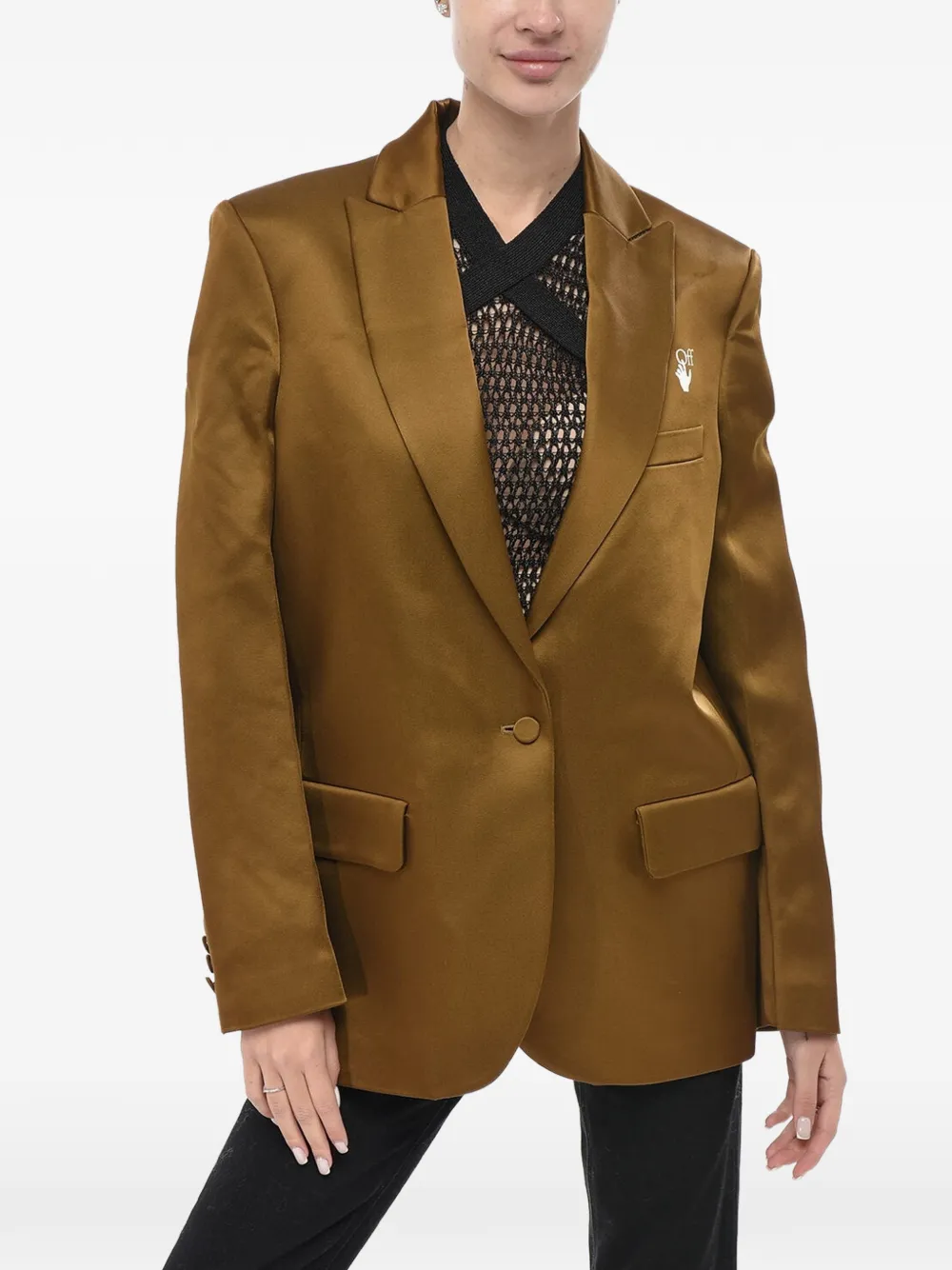 Off-White satin flap-pocket blazer - Grün