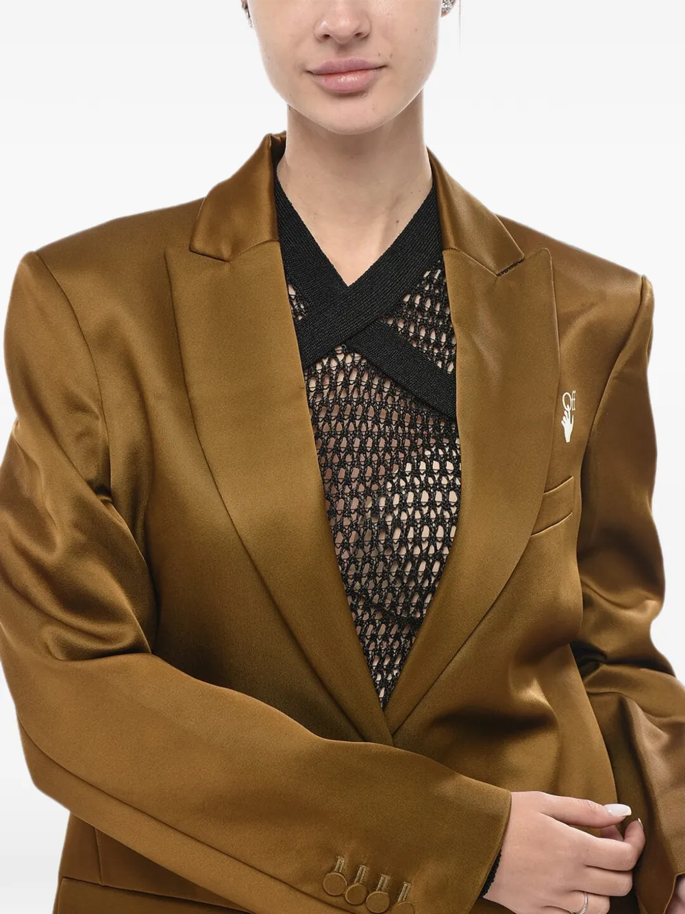 Off-White Satijnen blazer met klepzak Groen