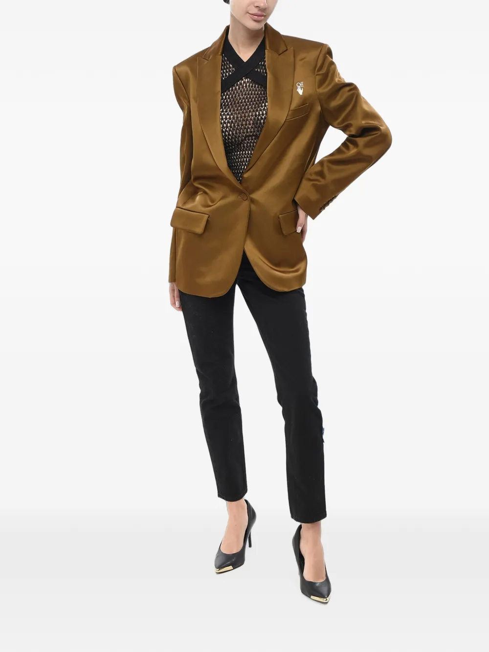 Off-White Satijnen blazer met klepzak Groen