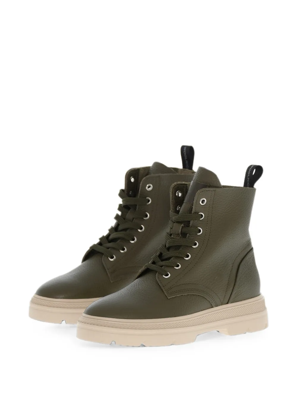 Woolrich hammered leather ankle boots Groen