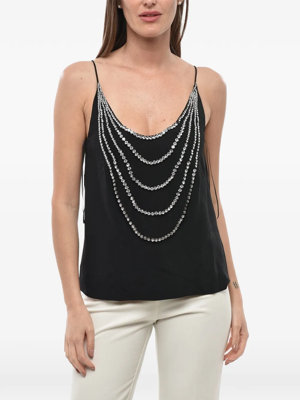 Stella McCartney Kenna rhinestone-embellished top - Schwarz