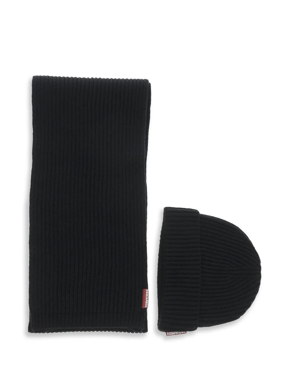 DSQUARED2 wool scarf and beanie set - Schwarz