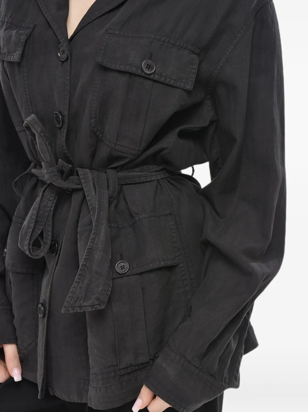 ASPESI belted four-pocket blouse Zwart