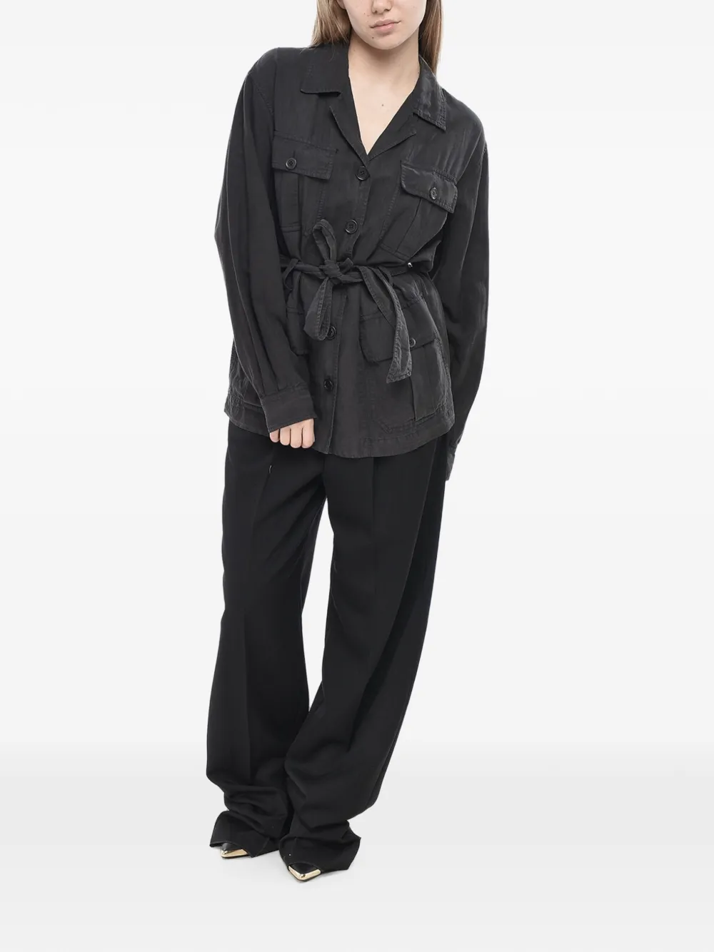 ASPESI belted four-pocket blouse Zwart