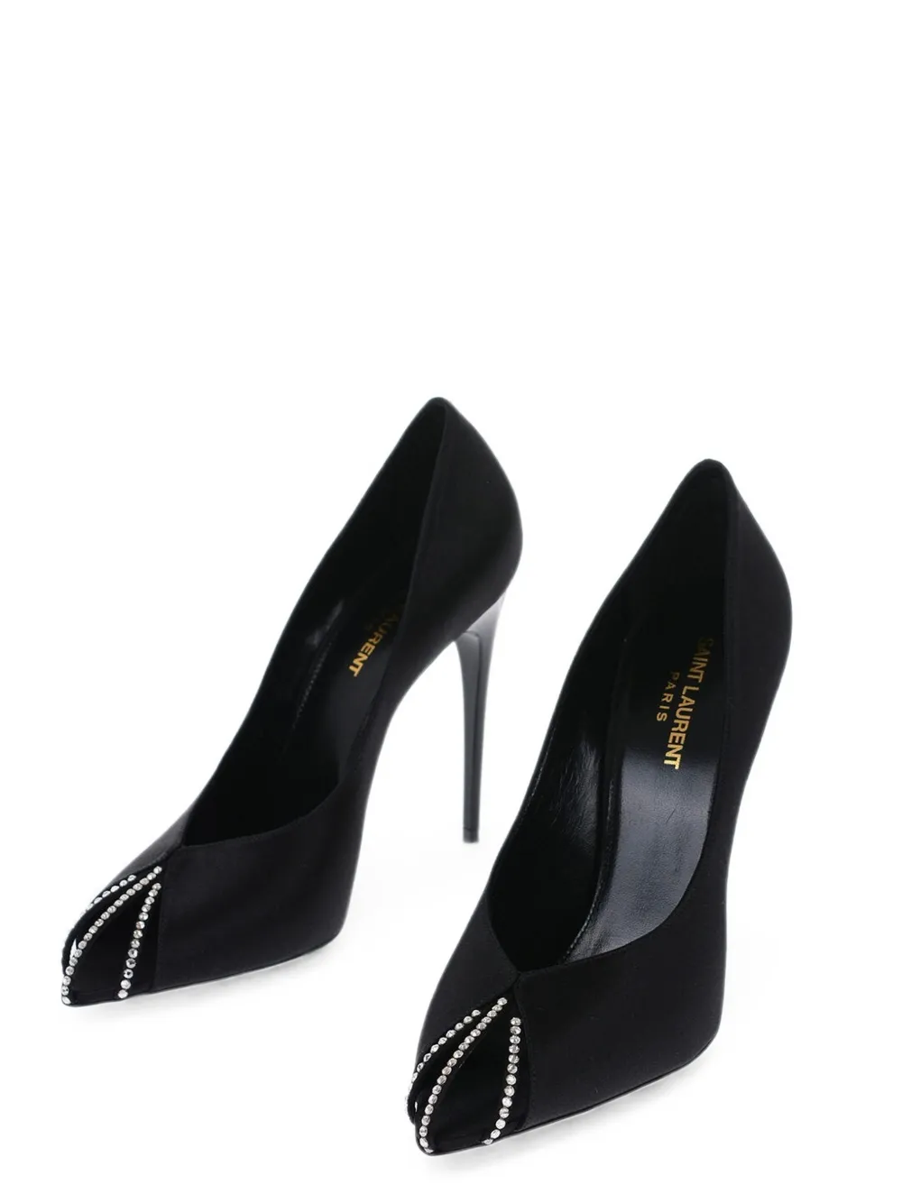 Saint Laurent Pumps verfraaid met stras en open neus Zwart