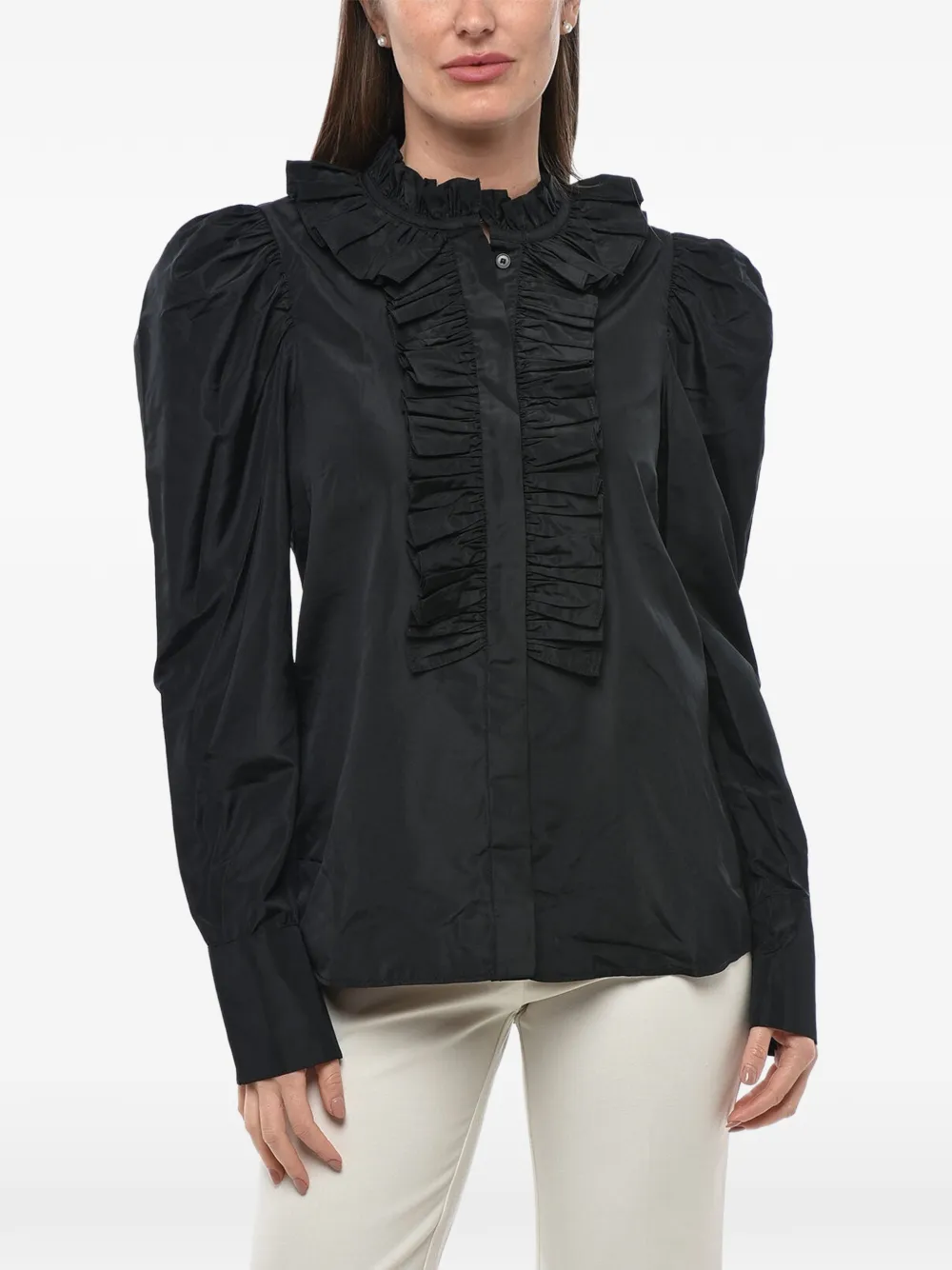 Stella McCartney ruffle-neck blouse - Schwarz