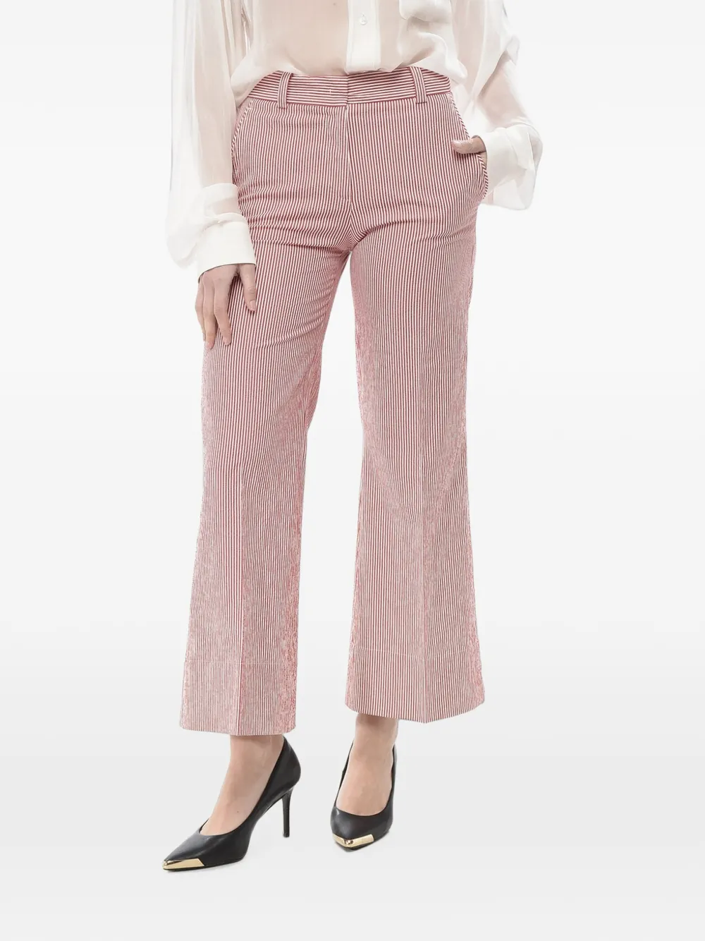 Ql2 Striped Chino Trousers In Pink