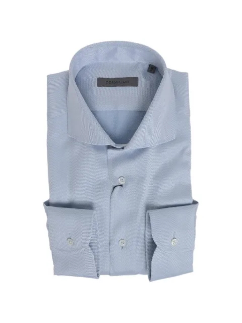 Corneliani herringbone-pattern French-collar shirt