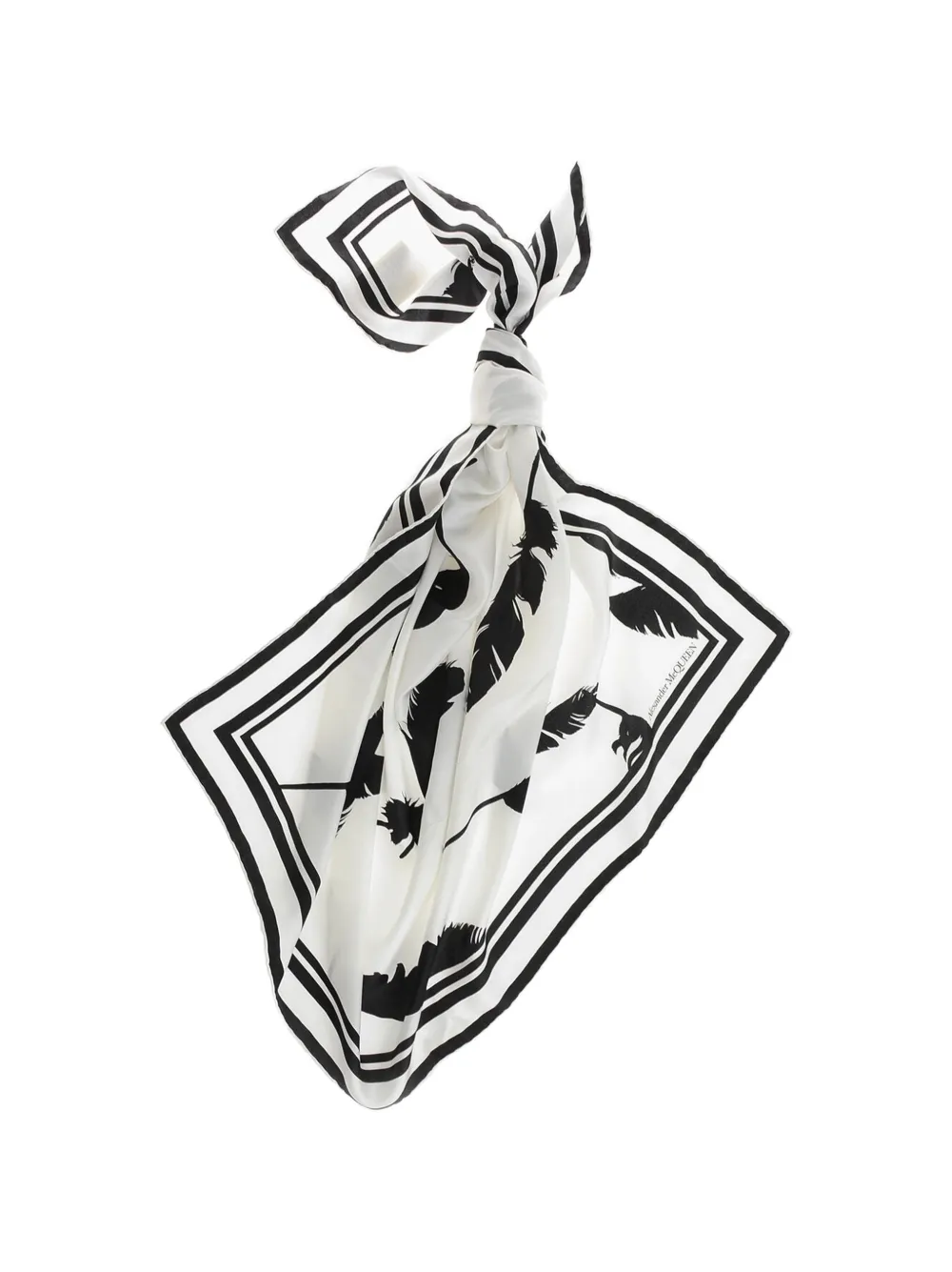 Alexander McQueen feather-print silk scarf - Weiß