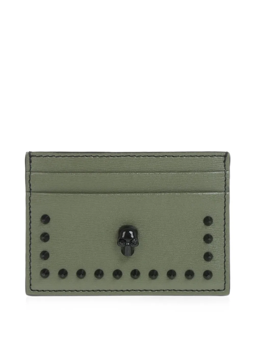 Alexander McQueen Skull studded card holder - Grün