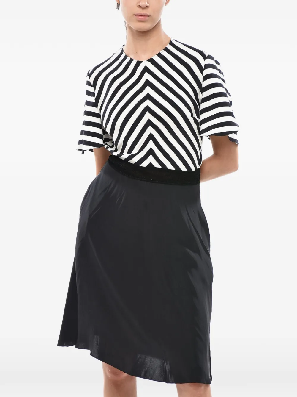Stella McCartney striped short-sleeve midi dress - Schwarz