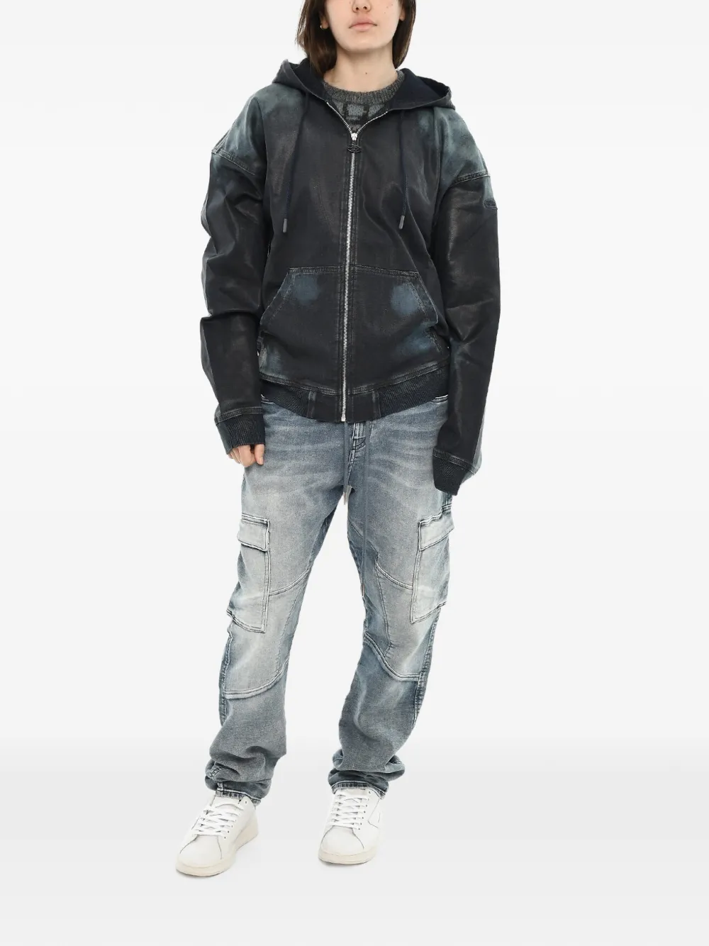 Diesel zip-up hoodie Zwart