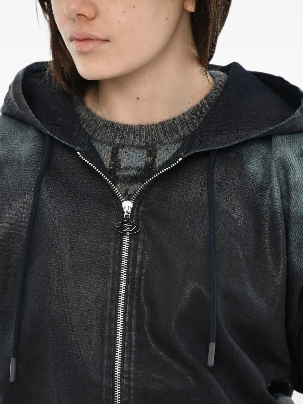 Diesel zip-up hoodie Zwart