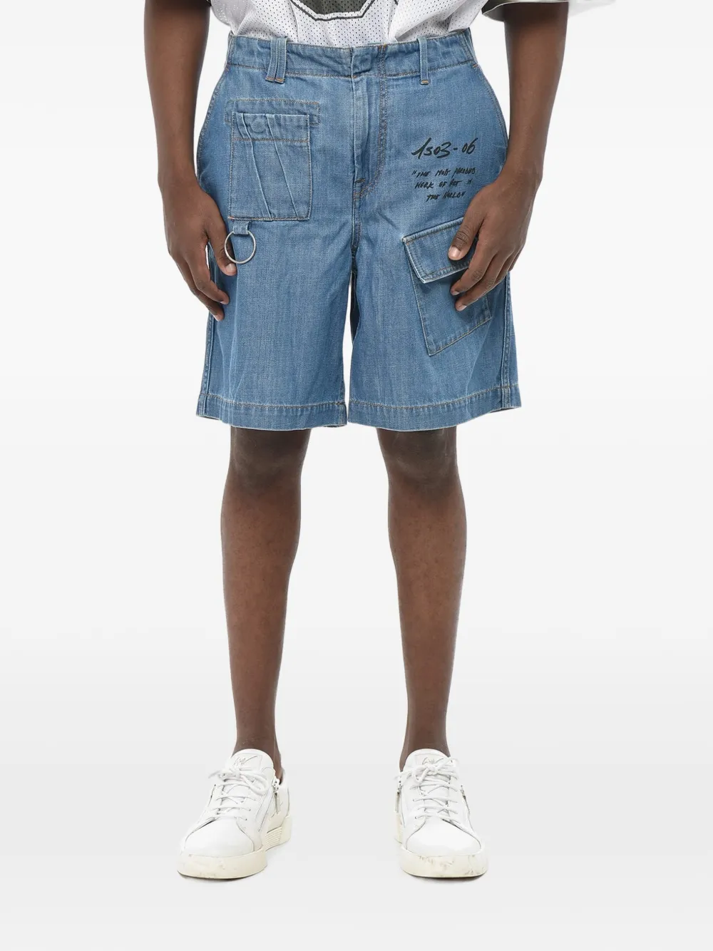 Off-White graphic-print cargo shorts - Blau