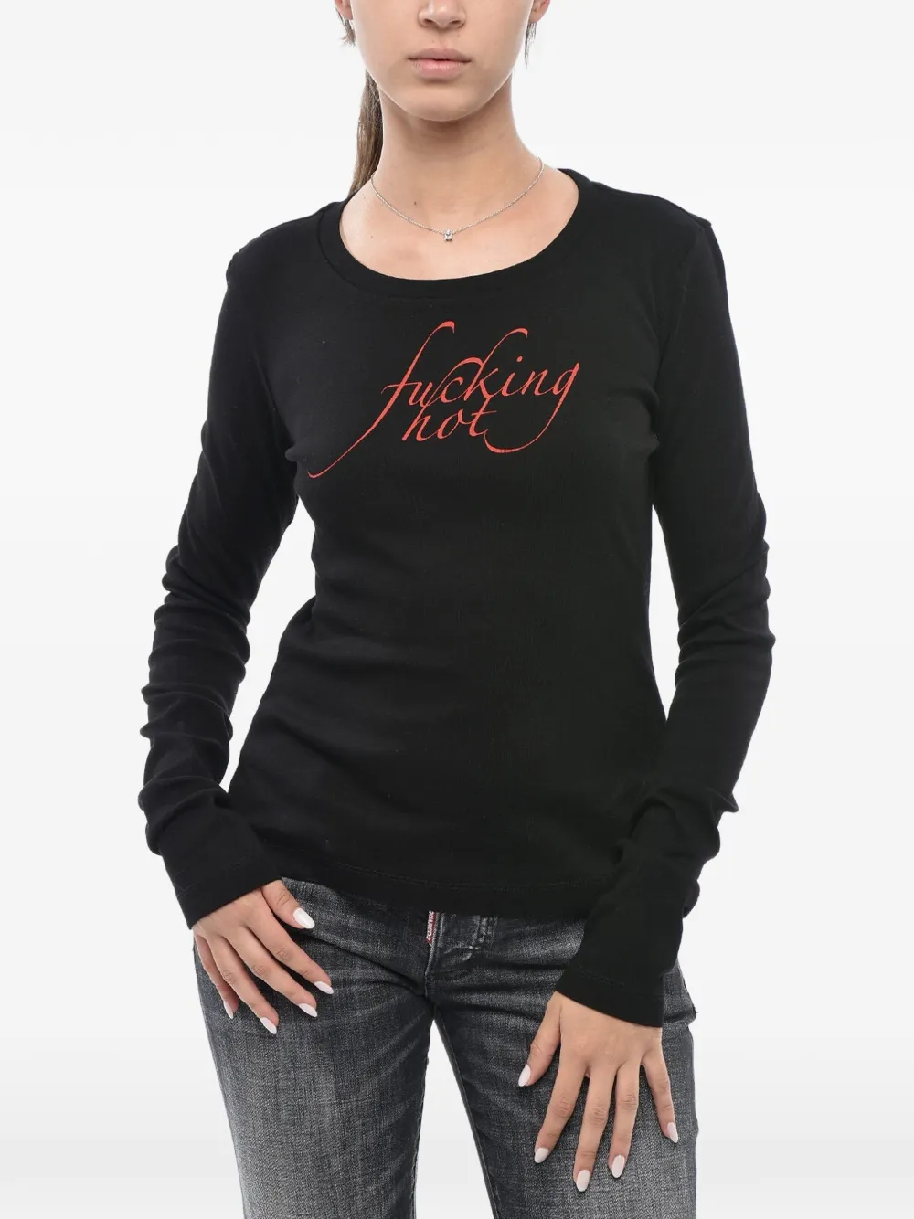 DSQUARED2 logo-print long-sleeve T-shirt - Schwarz