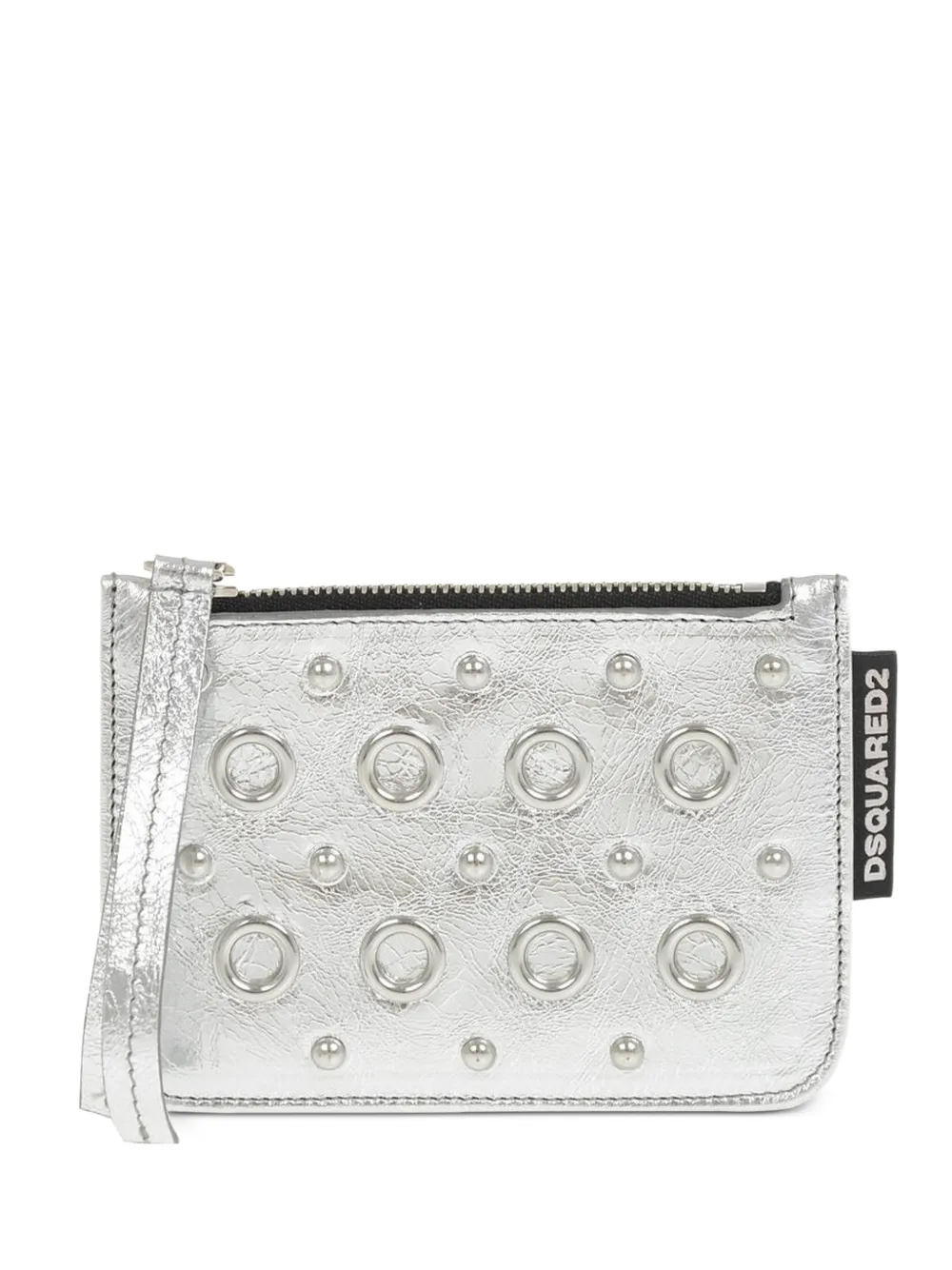 DSQUARED2 eyelet-embellished studded card holder - Silber