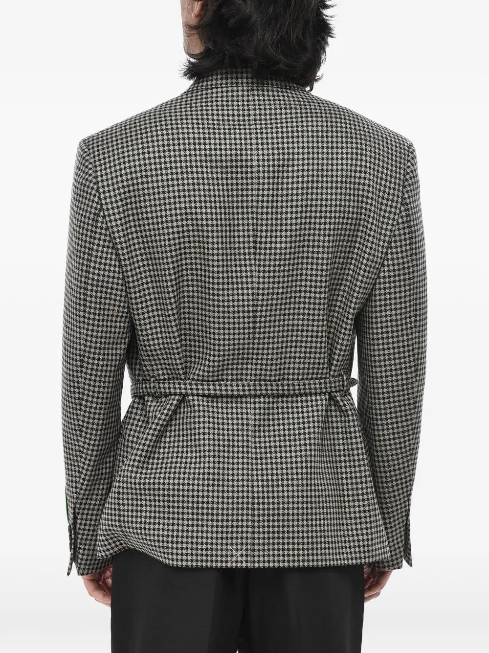 Off-White Blazer met pied-de-poule print en ceintuur Grijs