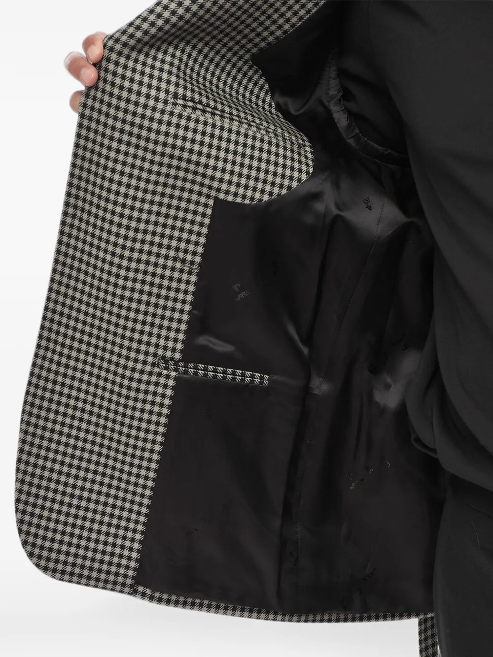 Off-White Blazer met pied-de-poule print en ceintuur Grijs