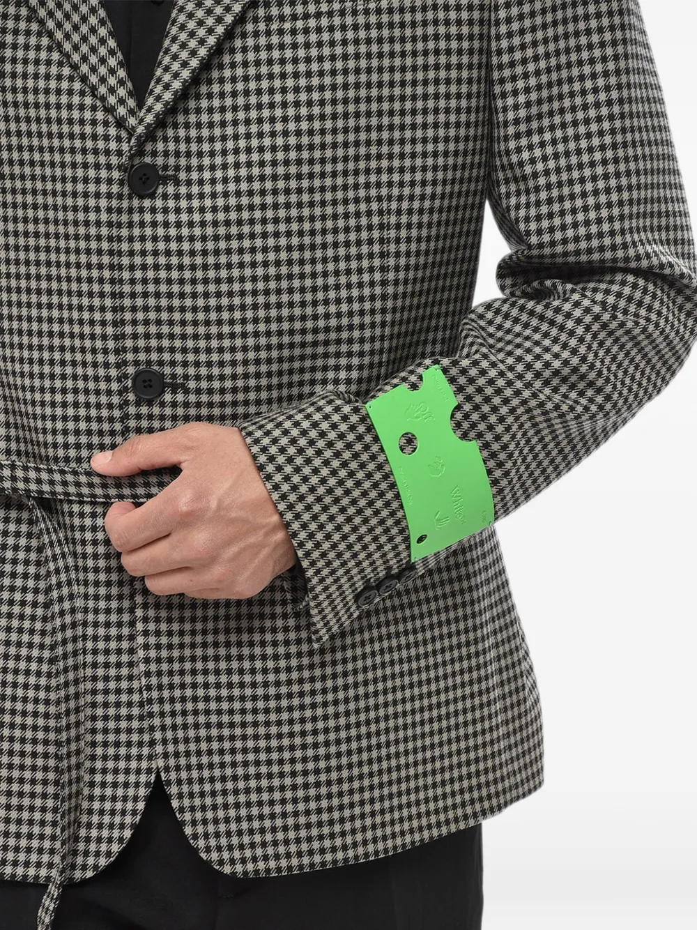 Off-White Blazer met pied-de-poule print en ceintuur Grijs