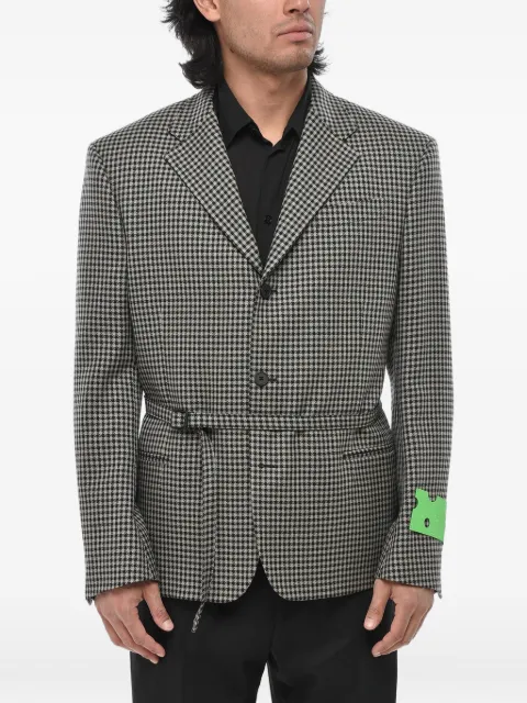 Off-White houndstooth-pattern belted blazer