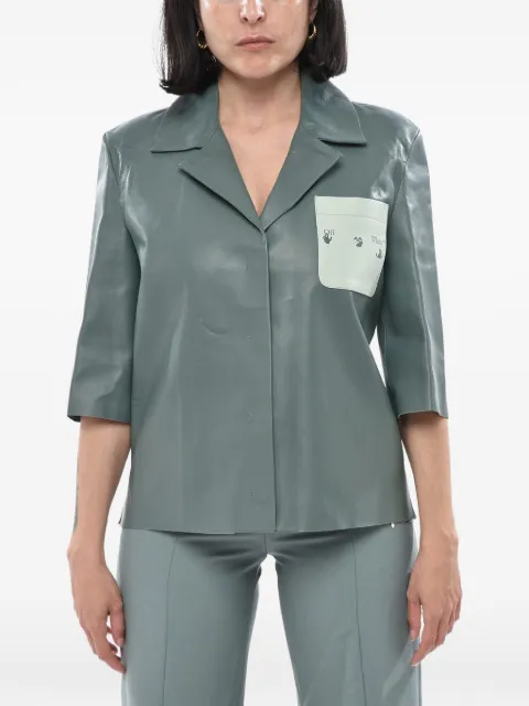 Off-White logo-print leather shirt