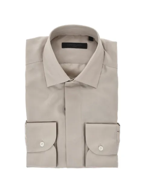 Corneliani silk concealed-placket shirt