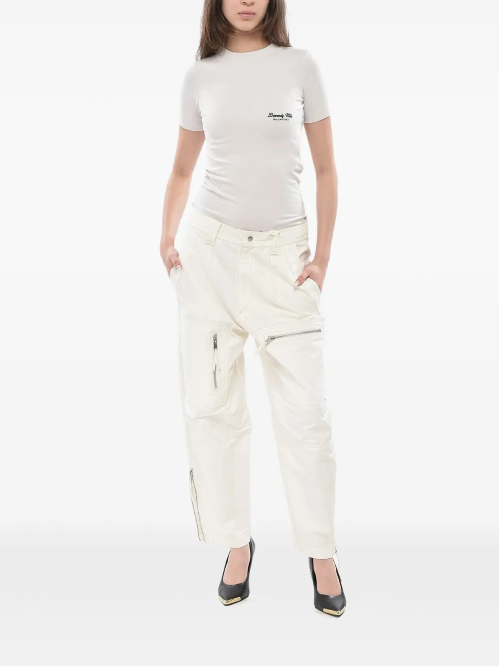 ISABEL MARANT Kelvin broek met meerdere zakken Beige