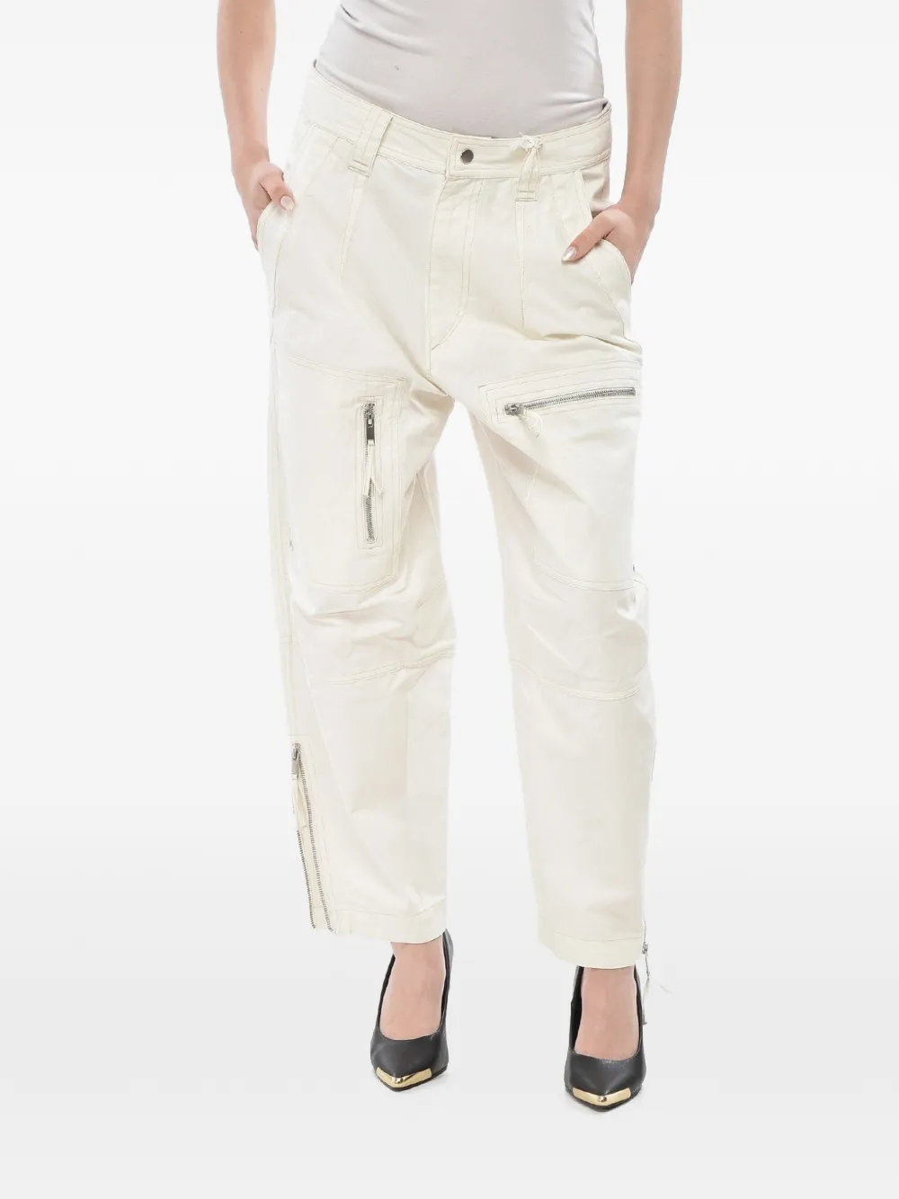 ISABEL MARANT Kelvin broek met meerdere zakken Beige