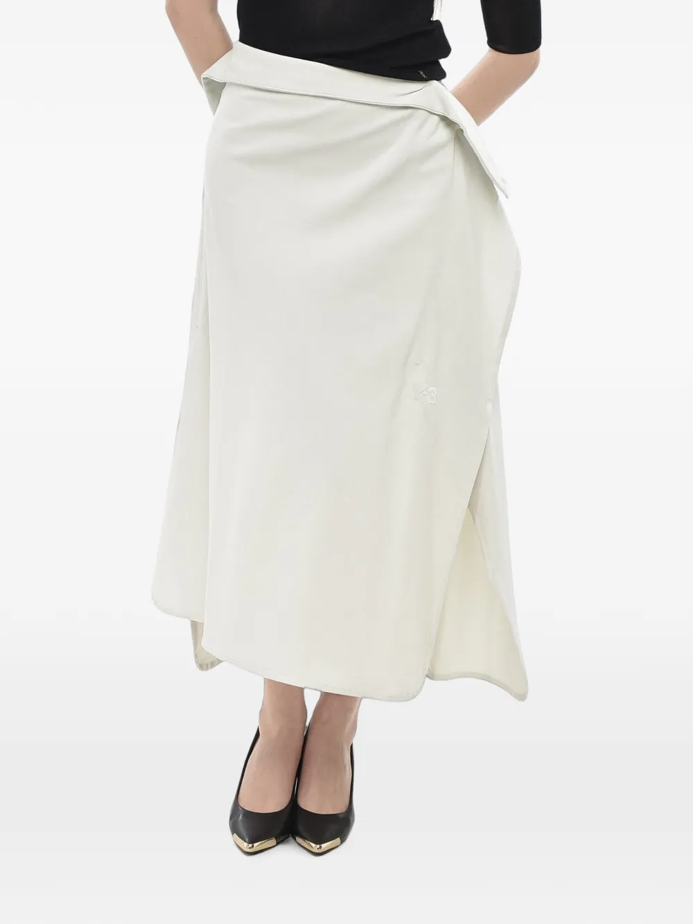 Yohji Yamamoto midi asymmetric jersey skirt - Nude