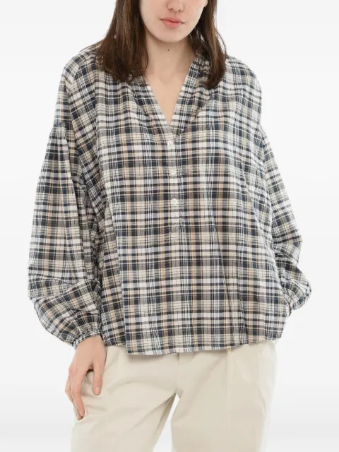 Woolrich checked V-neck blouse