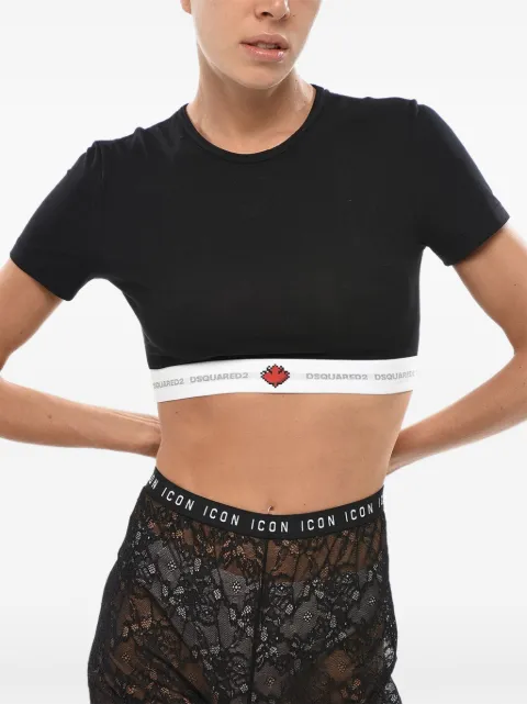 DSQUARED2 logo-lettering crop top