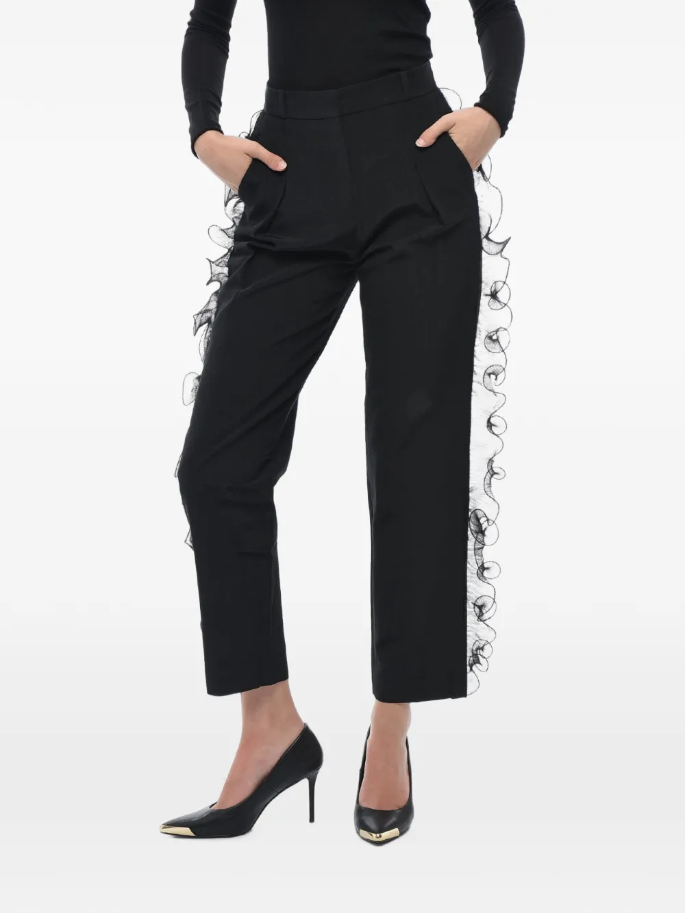 Stella McCartney ruffle-trim trousers - Schwarz