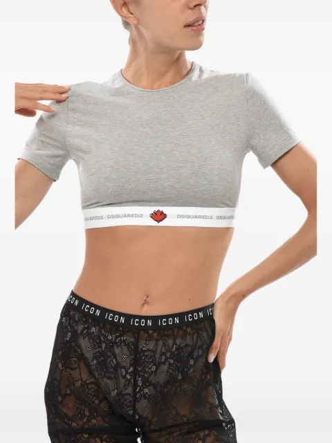DSQUARED2 logo-tape cropped T-shirt