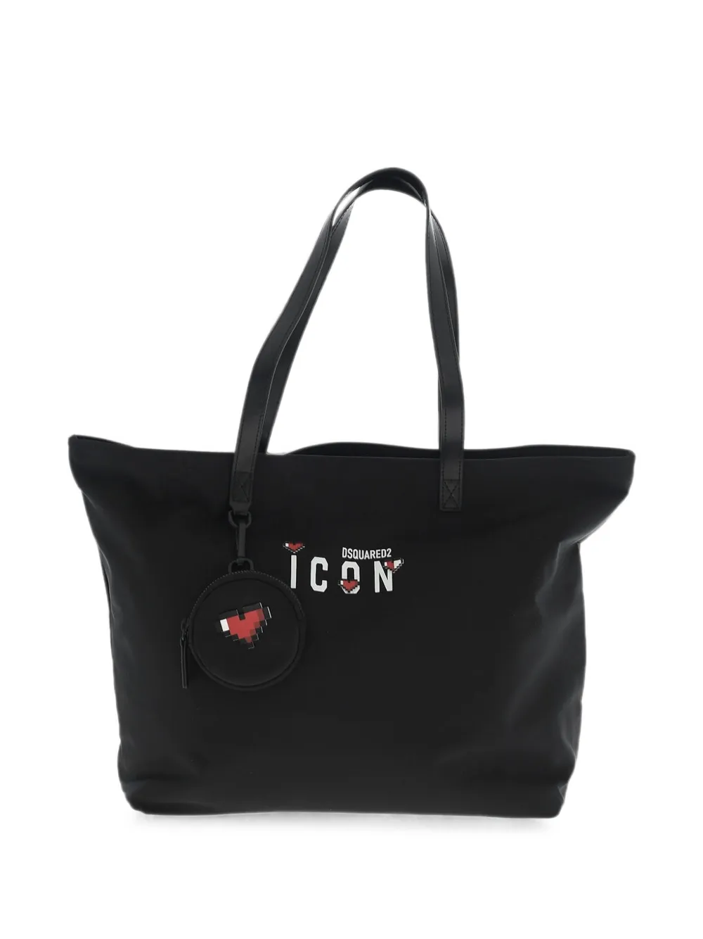 Dsquared2 Icon Mini Hearts Shopping Bag In Black