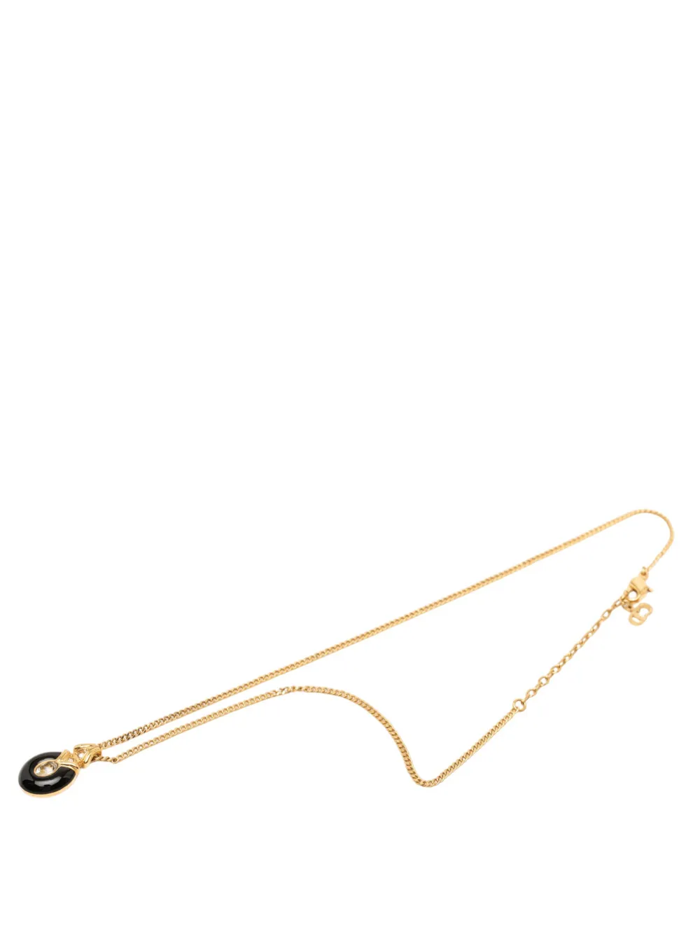 Christian Dior Pre-Owned 20th Century Gold Plated Enamel Strass Tear Drop Pendant Necklace costume necklace - Oro