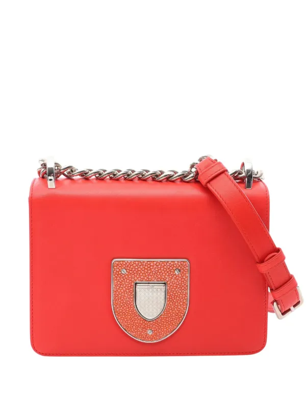Dior Pre-owned 20th Century Leather Diorama Club Flap Shoulder Bag in Red