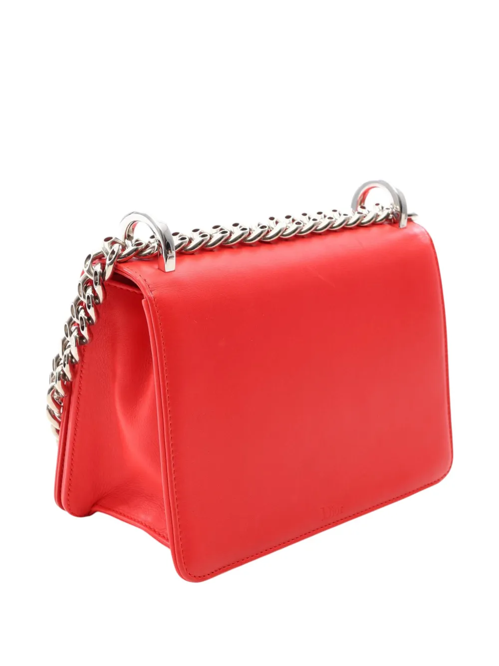 Dior Pre-owned 20th Century Leather Diorama Club Flap Shoulder Bag in Red, view 3