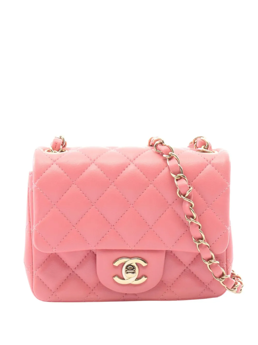 CHANEL Pre-Owned 2021-2026 Mini Square Classic Lambskin Single Flap crossbody bag - Pink
