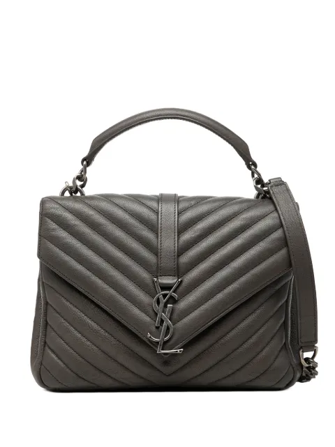 Saint Laurent Pre-Owned 2016 Medium Chevron Sheepskin Monogram College satchel