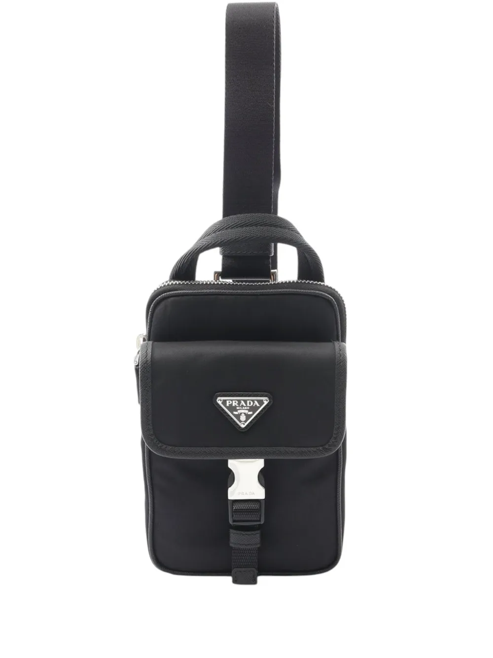 Prada Pre-Owned 2013-2026 Saffiano Trimmed Re Nylon Smartphone Case satchel - Schwarz