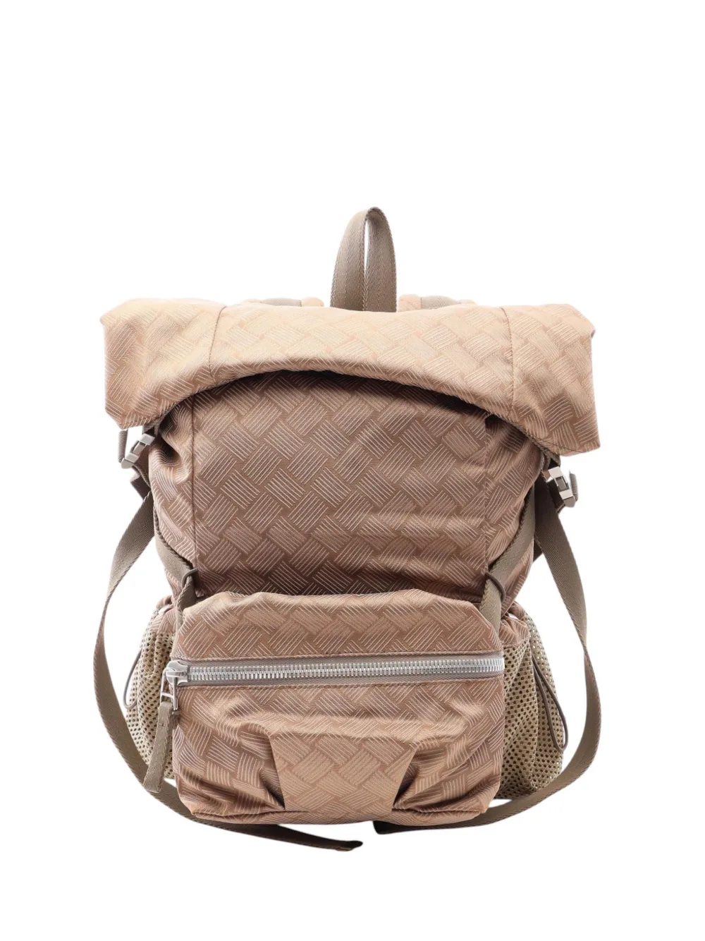 Bottega Veneta Pre-Owned 2012-2026 Nylon Intrecciato Print Trekking backpack - Braun