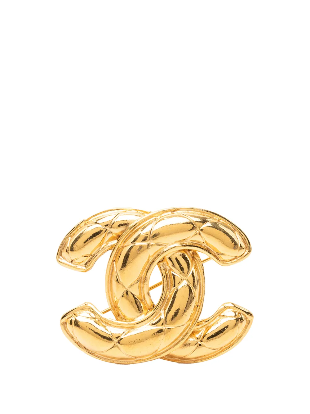 CHANEL Pre-Owned 1950-1970 CC Gold Plated Quilted Brooch costume brooch - Oro