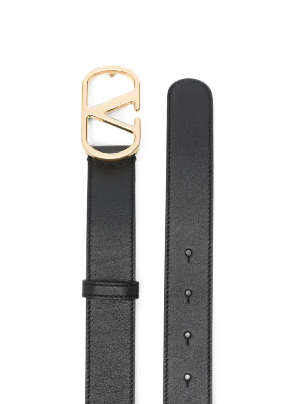 Valentino Garavani ロゴバックル レザーベルト | ブラック | FARFETCH JP