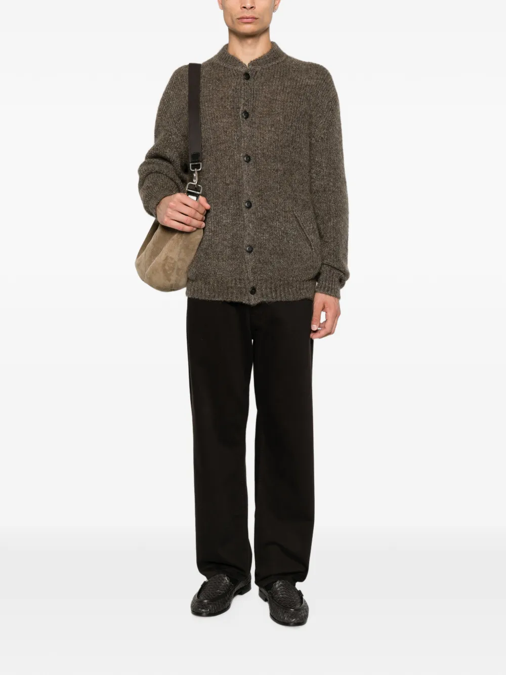 Giorgio Armani Vest met geribbelde afwerking en knopen Bruin