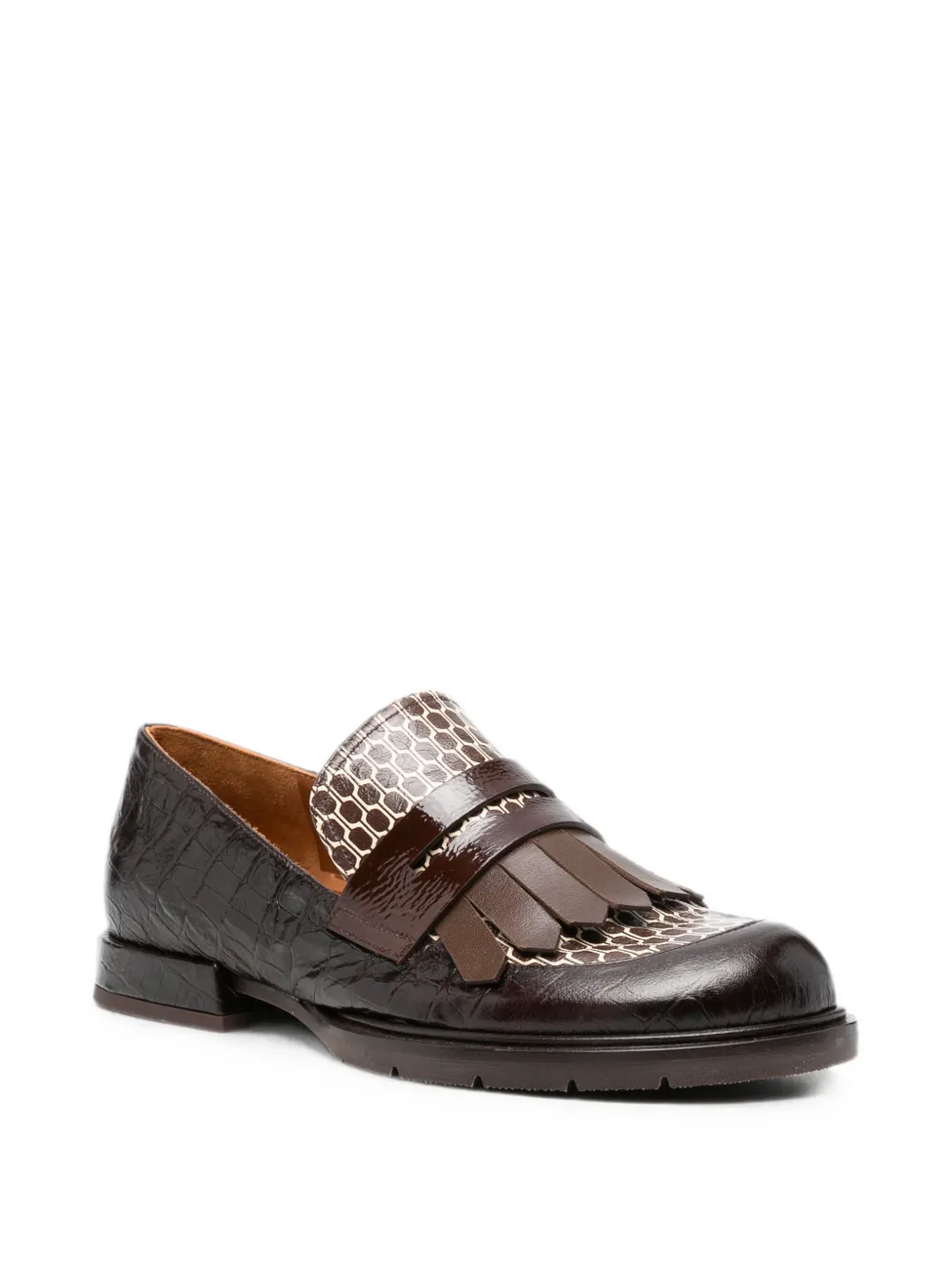 Chie Mihara Jeluse croc-effect fringed loafers Bruin