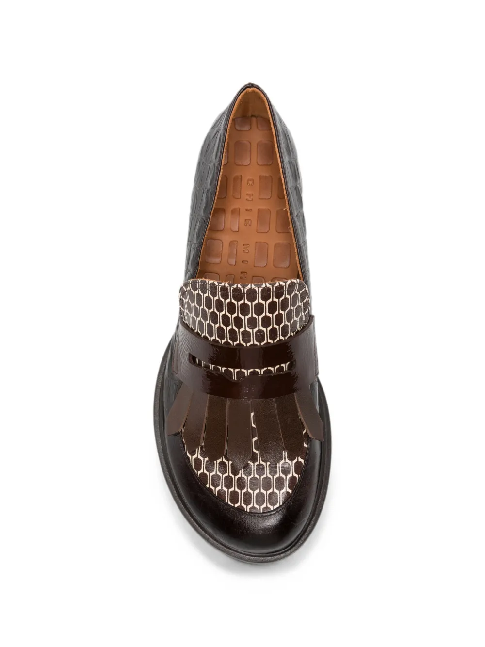 Chie Mihara Jeluse croc-effect fringed loafers Bruin